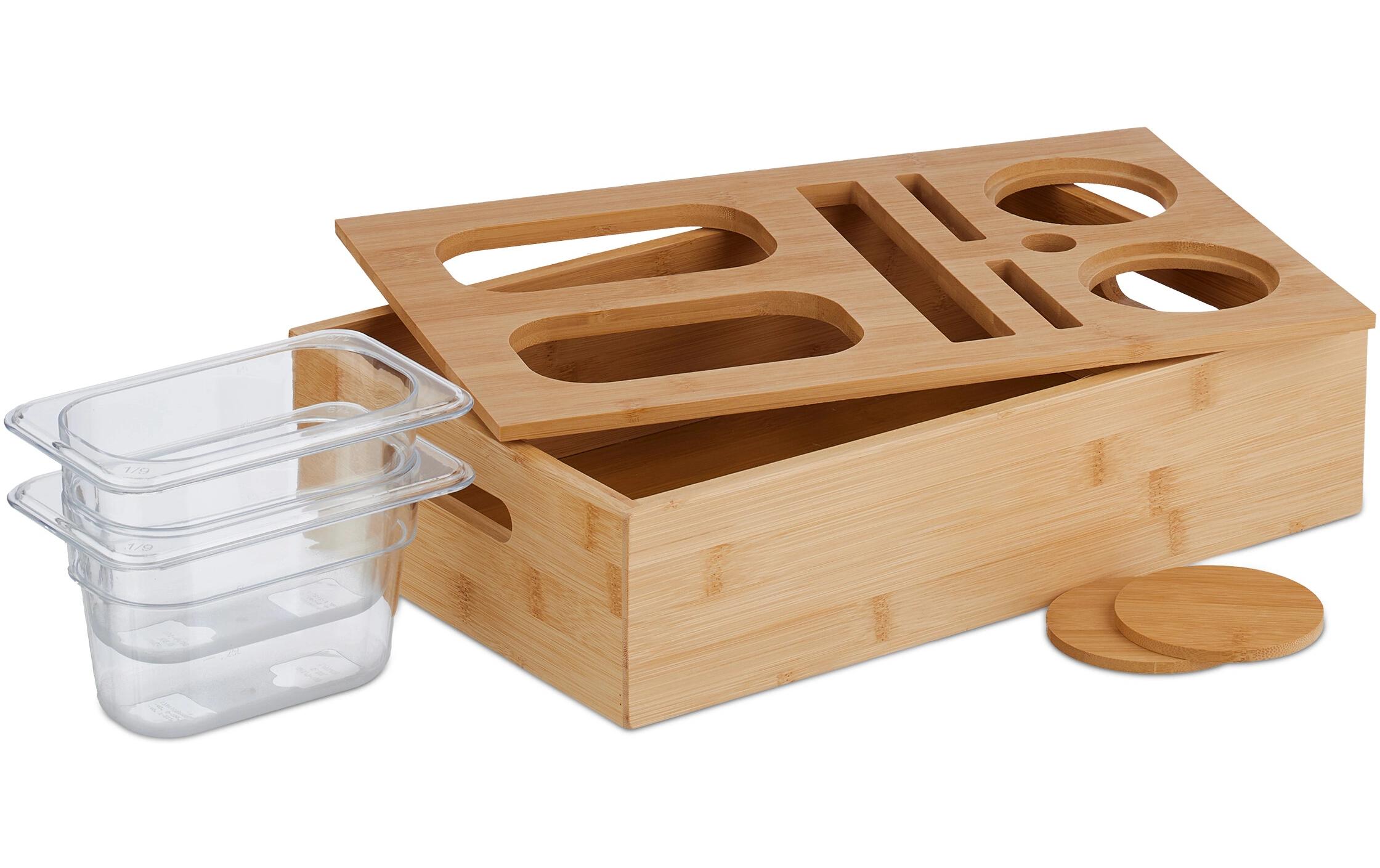 relaxdays Serviertablett Hellbraun/Transparent