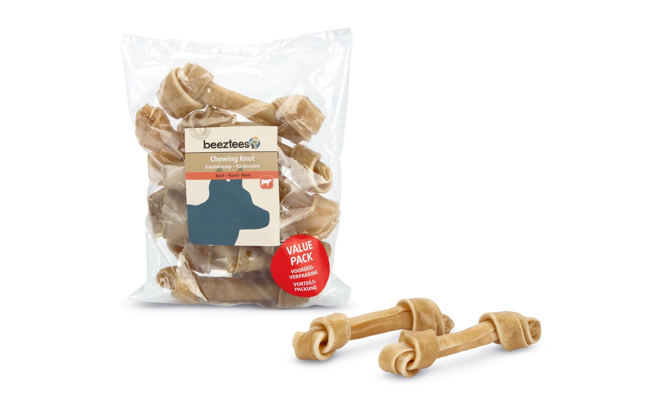 Beeztees Kauknoten Rinderhaut, 12 cm, 10 Stk.