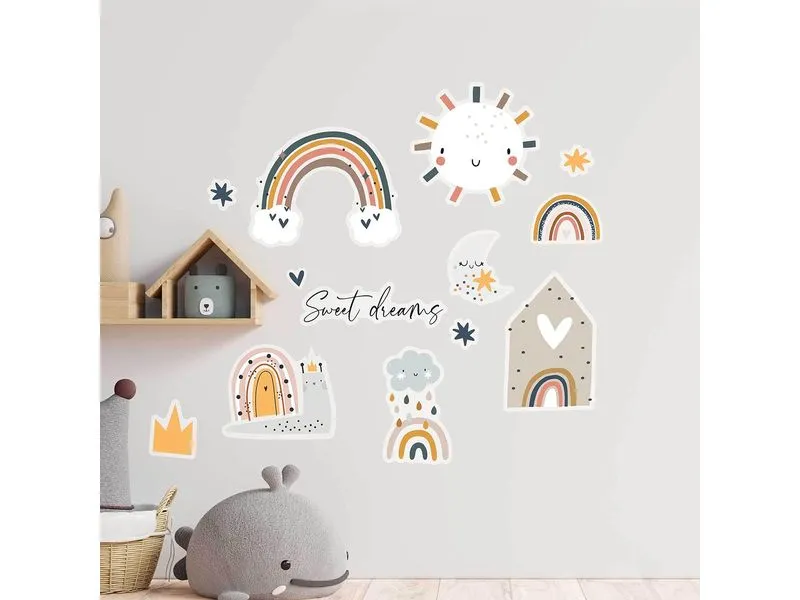 Papierdrachen Wandtattoo-Set Regenbogen