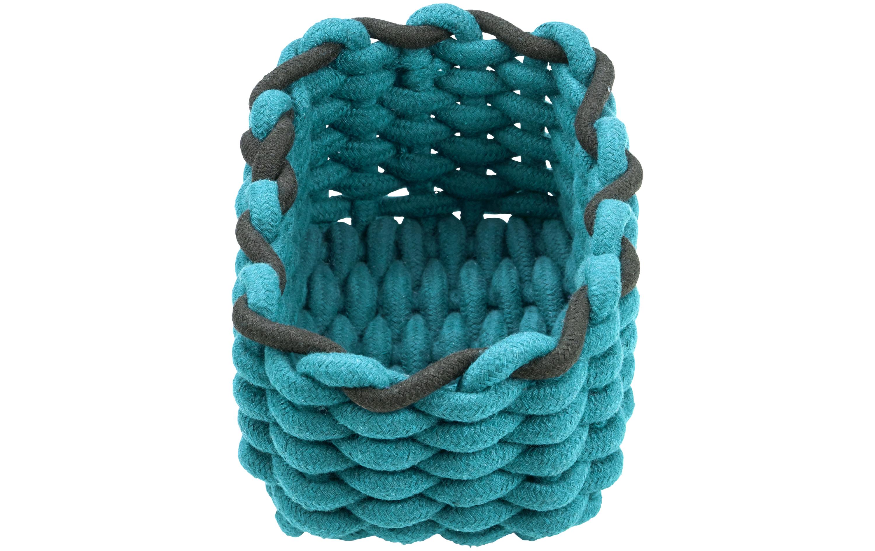 diaqua® Aufbewahrungskorb Cord 20 x 14 x 10 cm, Petrol/Schwarz