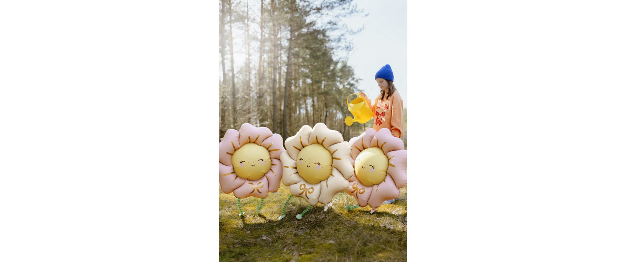 Partydeco Folienballon Blume, Rosa, 80 x 80 cm, 1 Stück