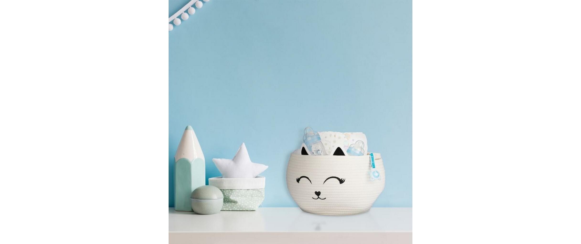 relaxdays Spielzeugkorb Filz Katze