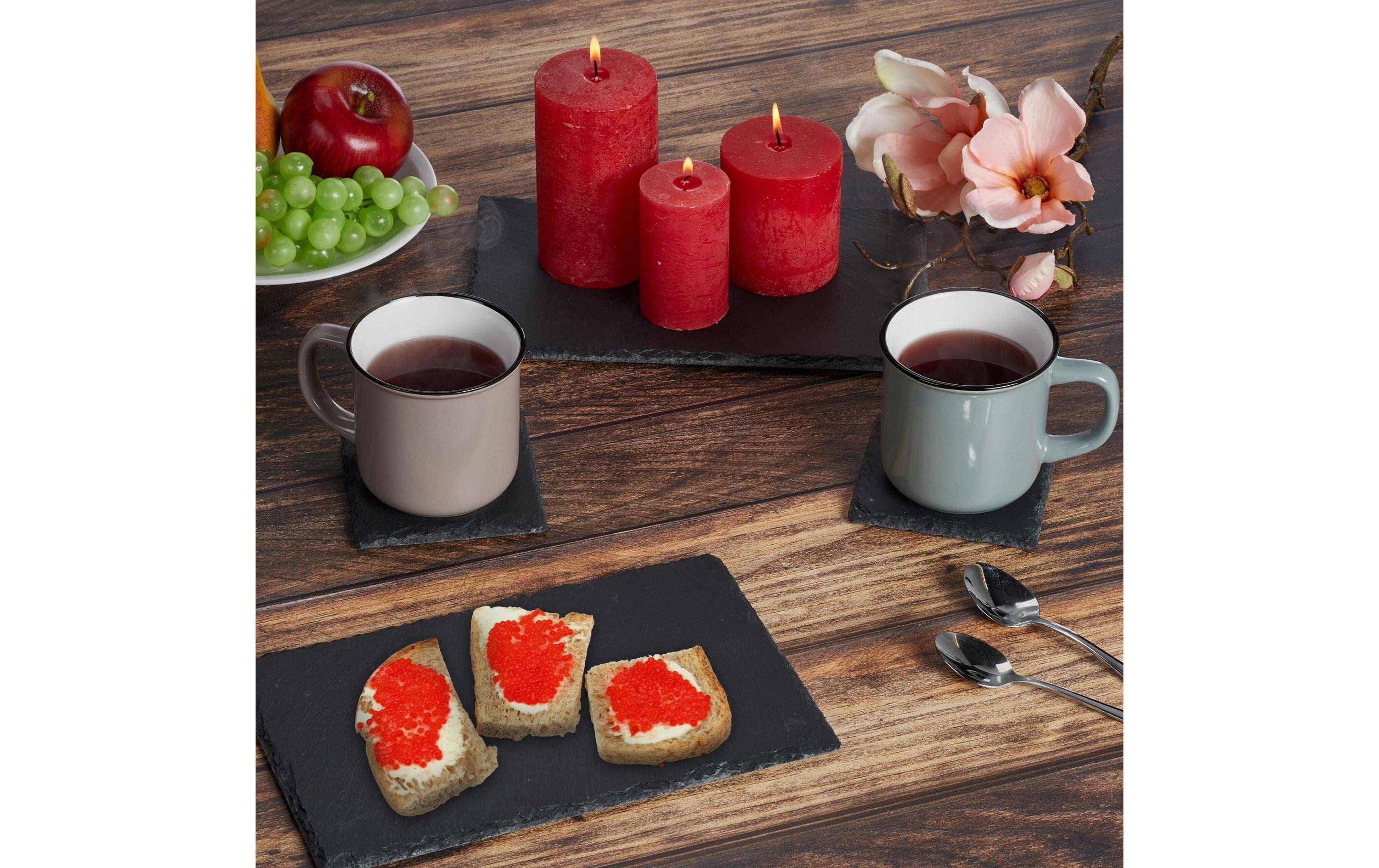 relaxdays Servierplatte 4 Stück Schwarz