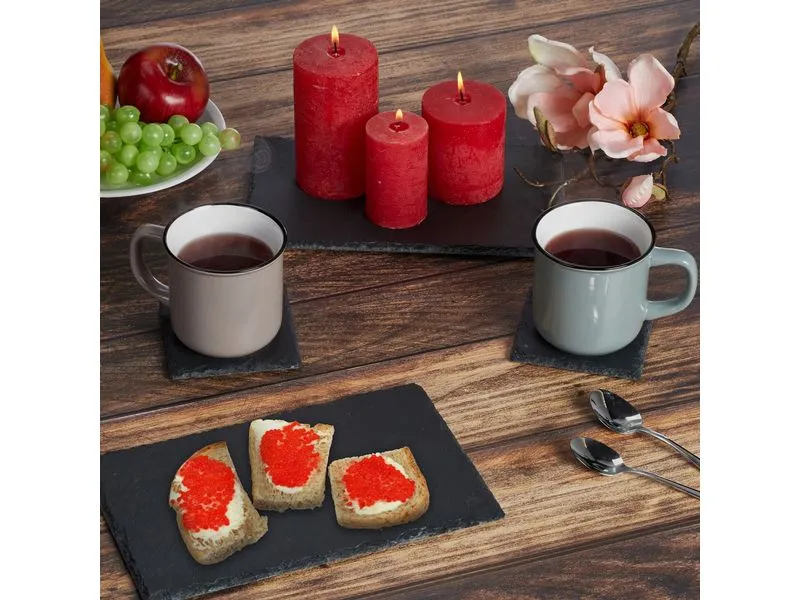 relaxdays Servierplatte 4 Stück Schwarz relaxdays Servierplatte 4 Stück Schwarz