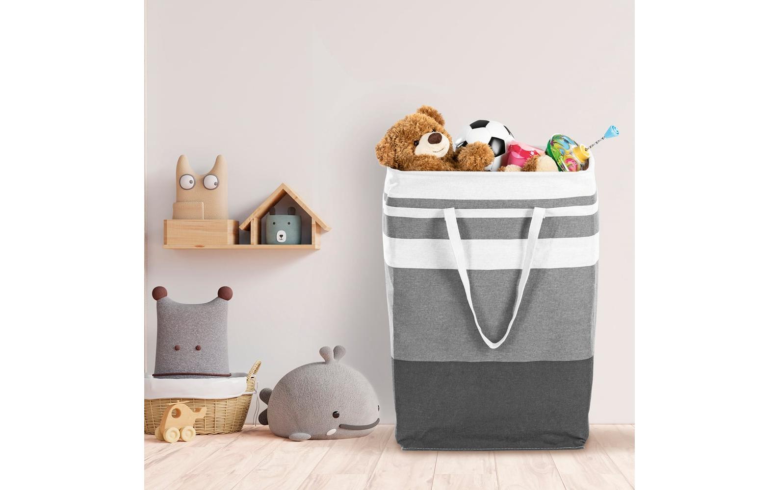 EASYmaxx Aufbewahrungskorb faltbar 2er-Set 75 l - Grau/Weiss