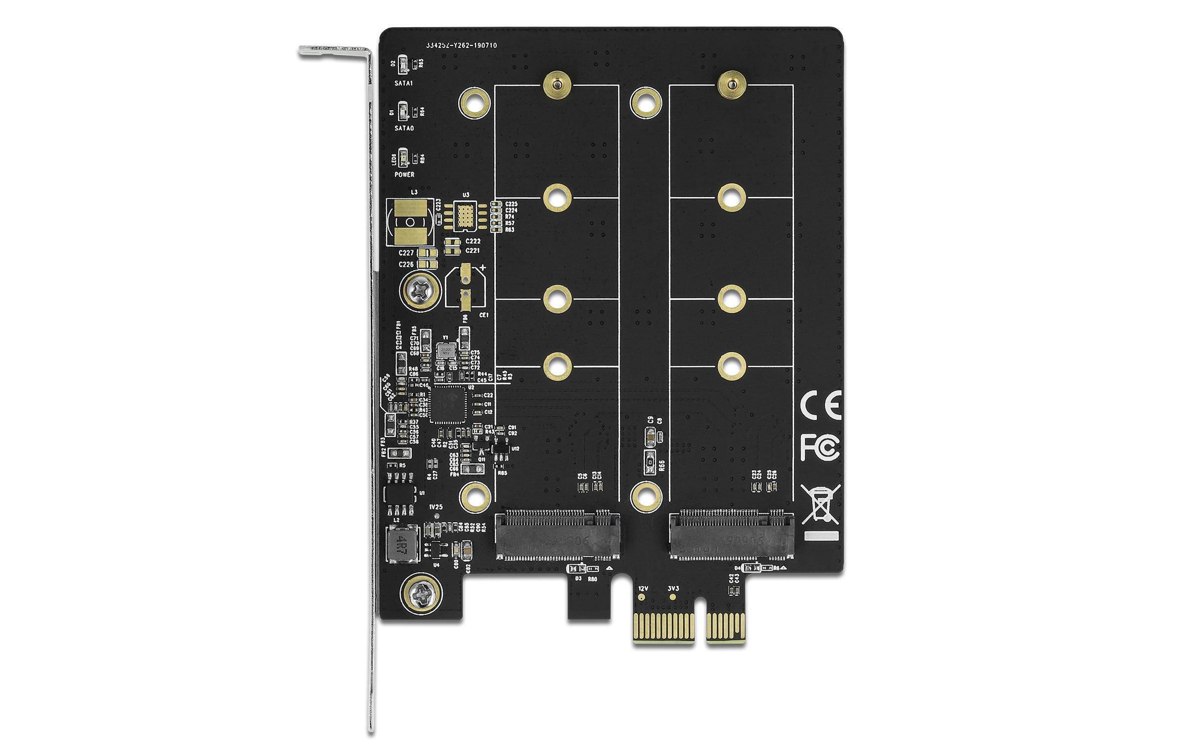 Delock Host Bus Adapter PCIe x1 Karte zu 2x M.2 Key B bootfähig