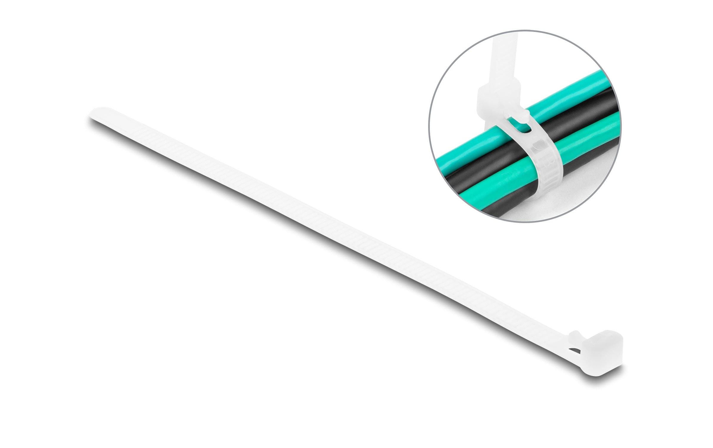 Delock Kabelbinder Weiss 150 mm x 7.2 mm, 100 Stück