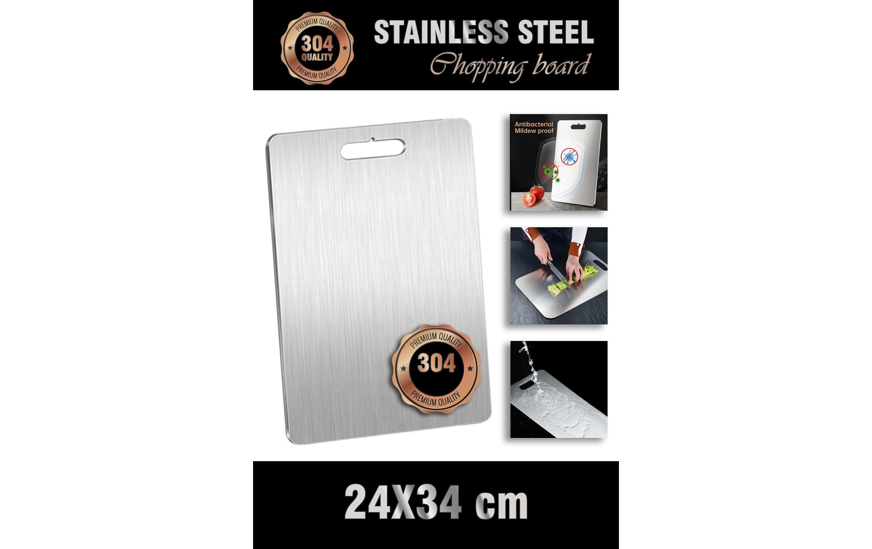 Hermia Schneidebrett aus Edelstahl 24 cm x 34 cm