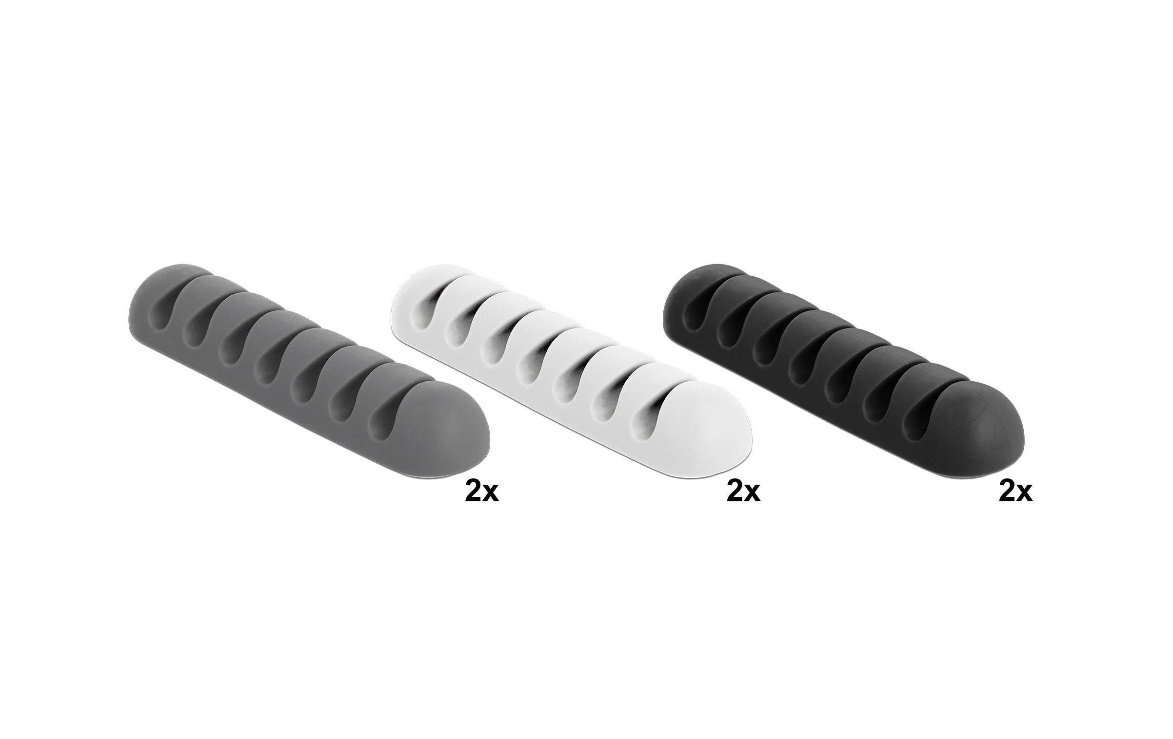 Delock Kabelhalter 4 mm, 3x2 Stück, weiss, grau, schwarz, 7 Durchf