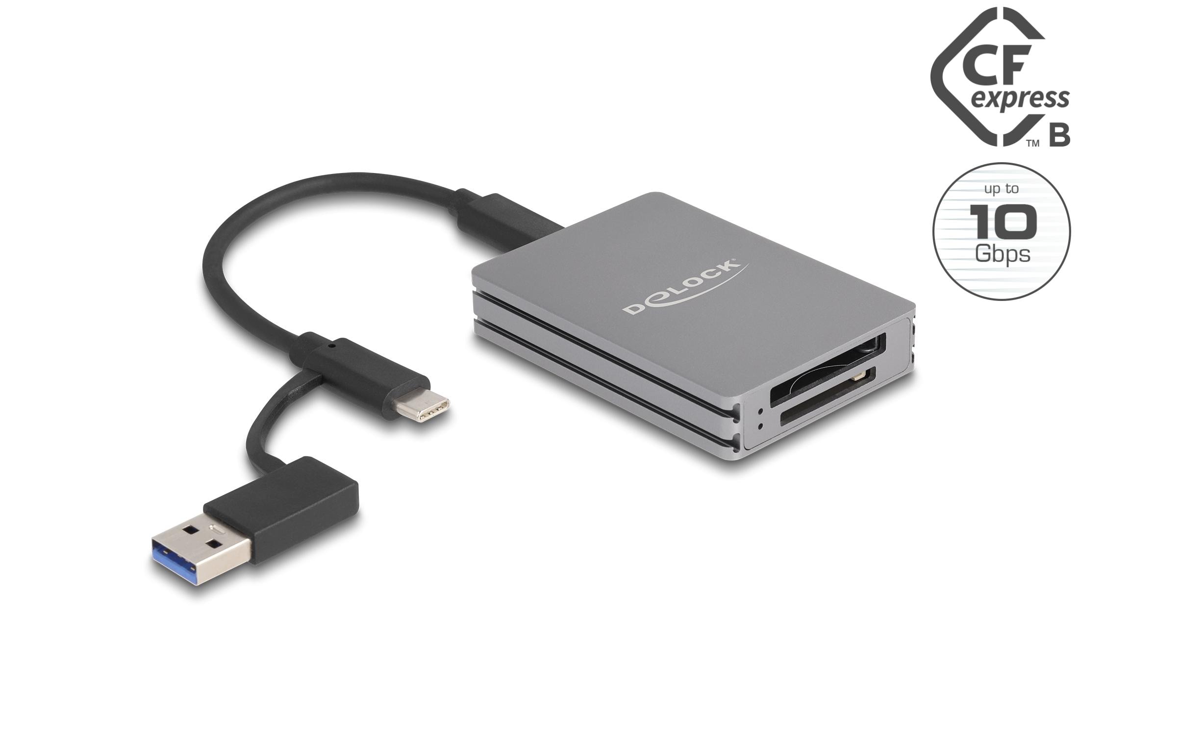 Delock Card Reader Extern 91011 USB Typ-C für SD/CFexpress Typ B Delock Card Reader Extern 91011 USB Typ-C für SD/CFexpress Typ B