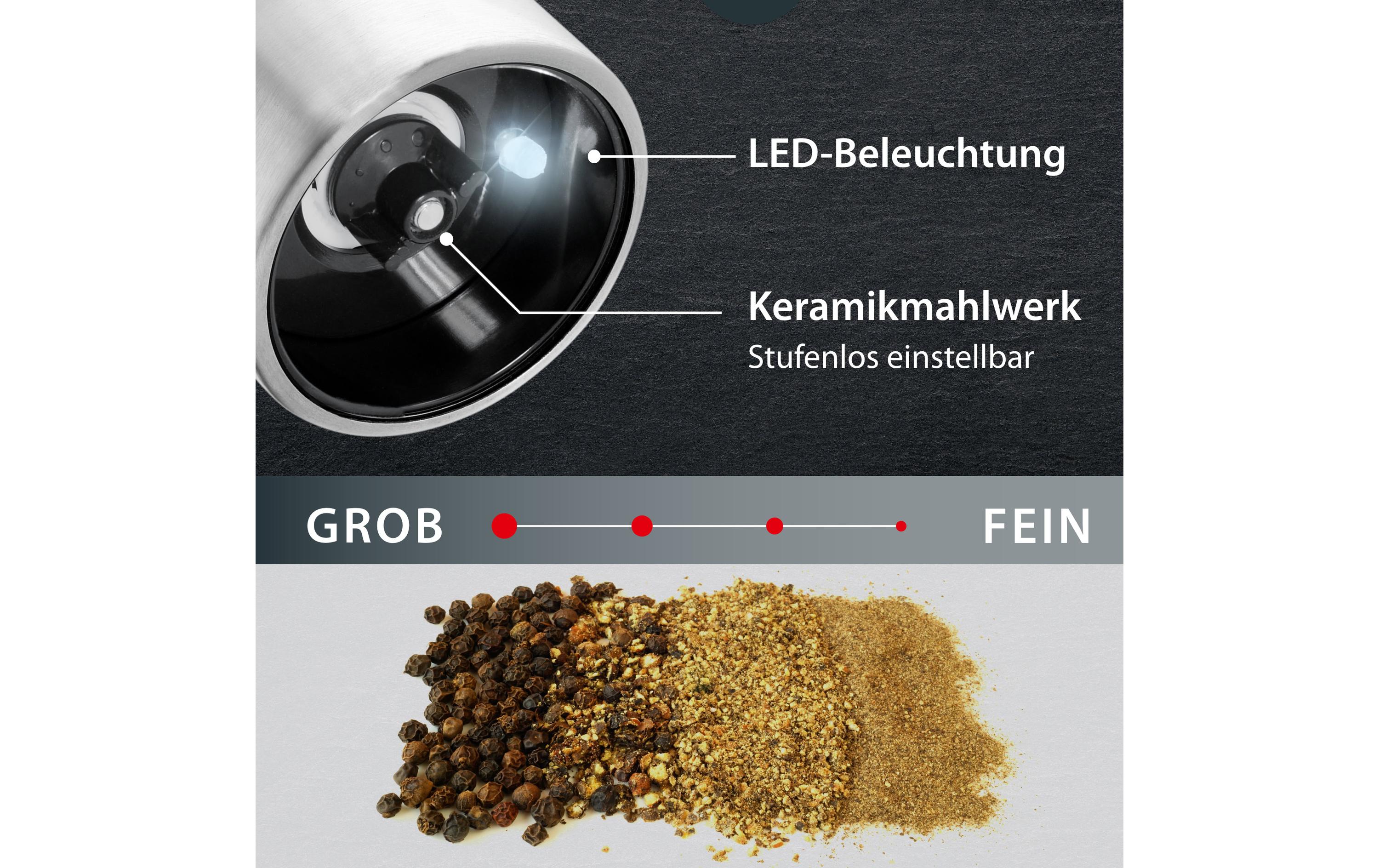 ADE Salz- und Pfeffermühle 20.5 cm, Schwarz