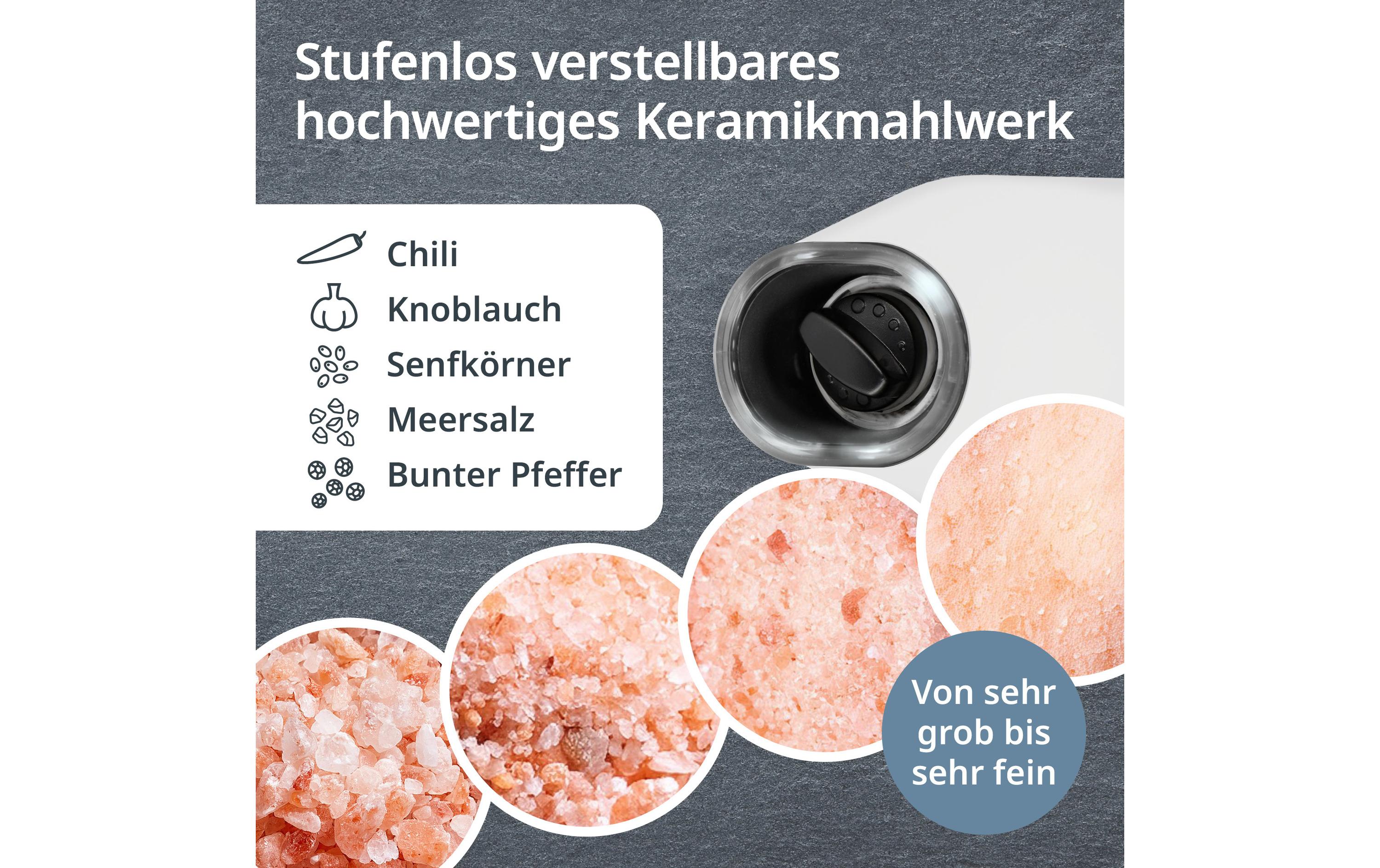 ADE Salz- und Pfeffermühle 18.3 cm, Weiss