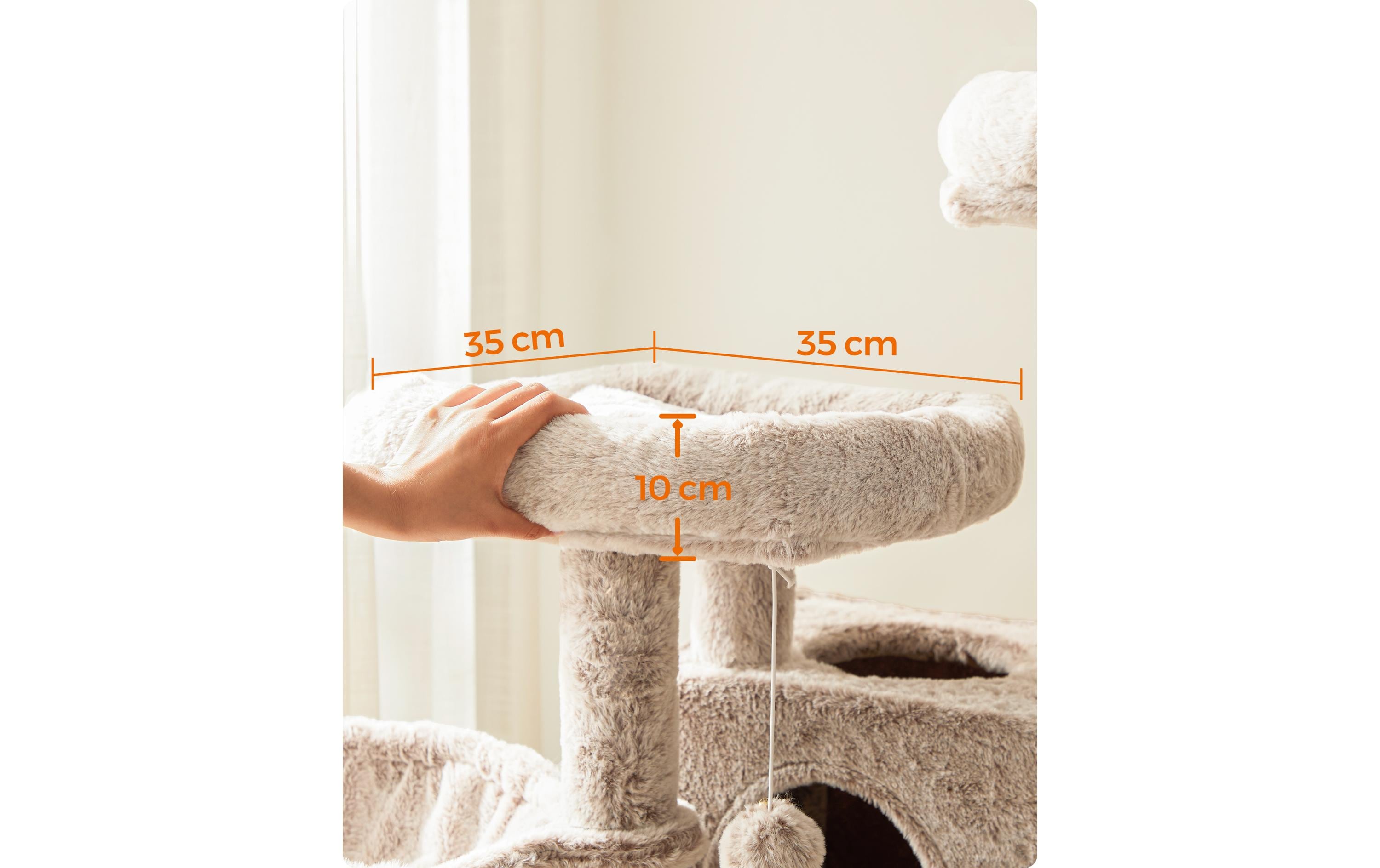 Feandrea Kratzbaum mit weichem Bezug 135 cm, Hellbraun