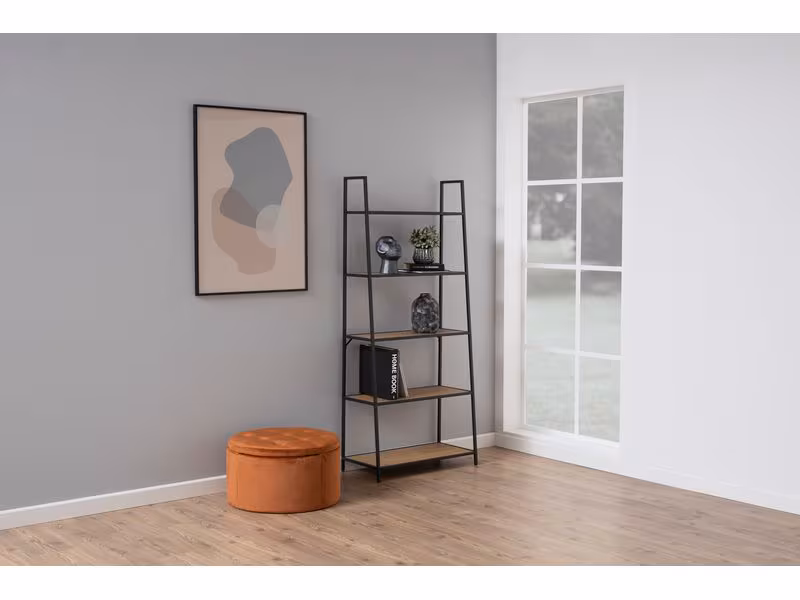 AC Design Regal Seaford 77 x 36 x 174.5 cm, Eiche/Schwarz matt