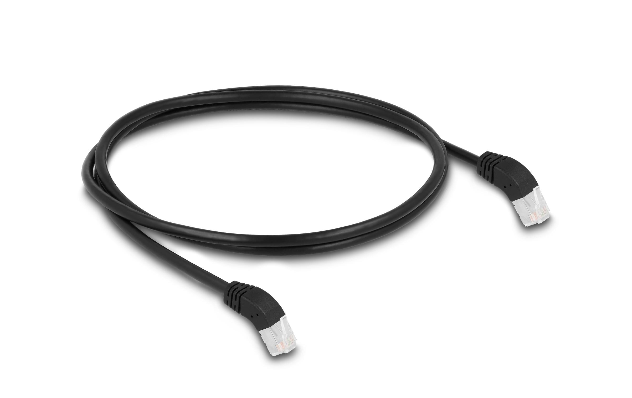 Delock Patchkabel 45° oben gewinkelt Cat 6A, S/FTP, 1 m, Schwarz