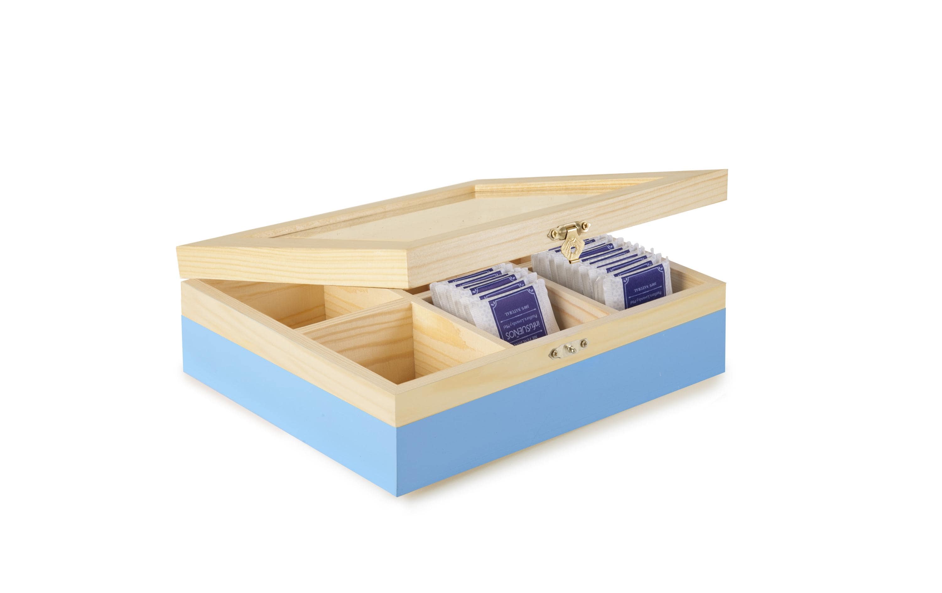 Ibili Teebeutel-Box 6 Fächer, Blau/Braun