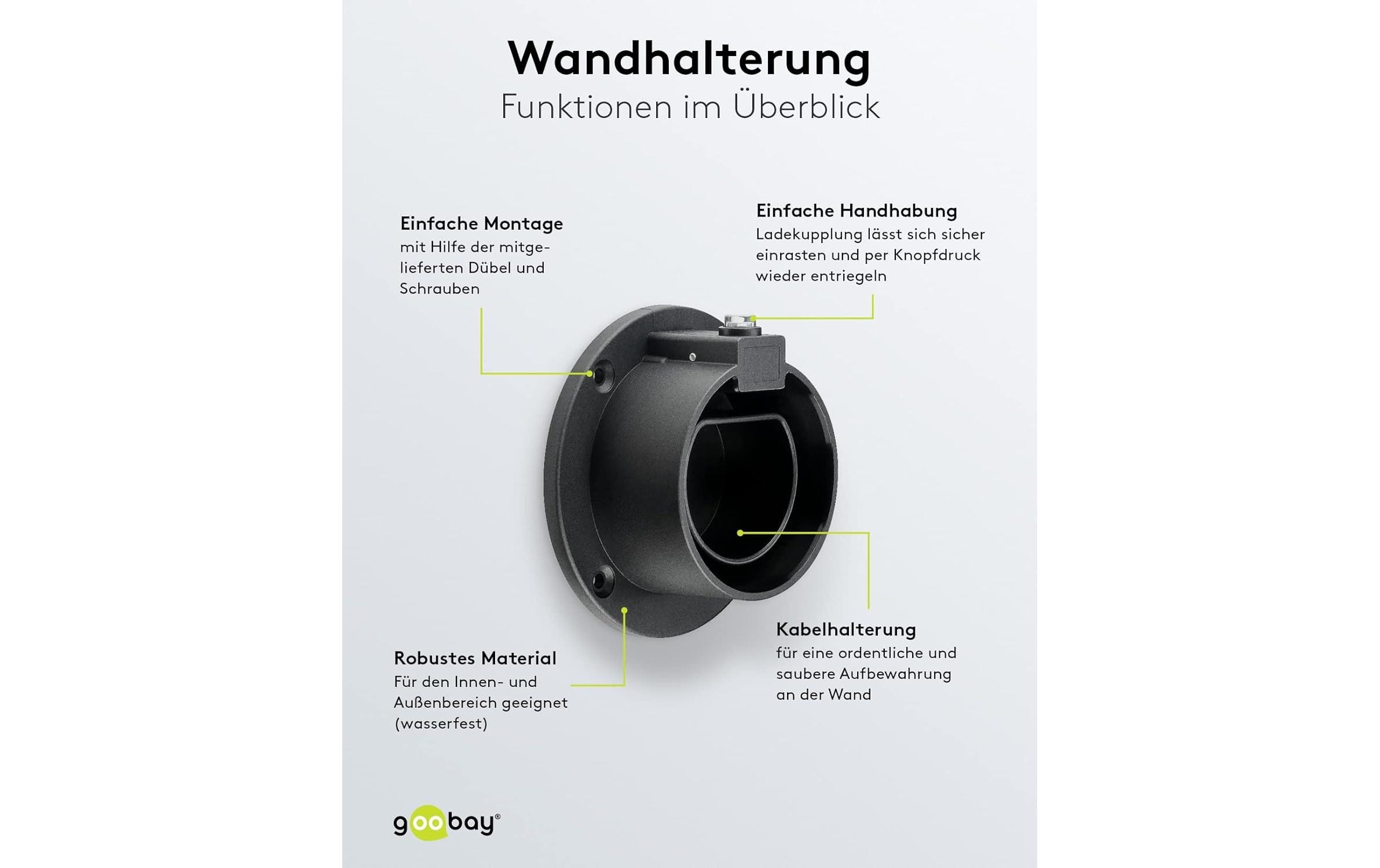 Goobay Wandhalterung für Ladekabel Typ-2