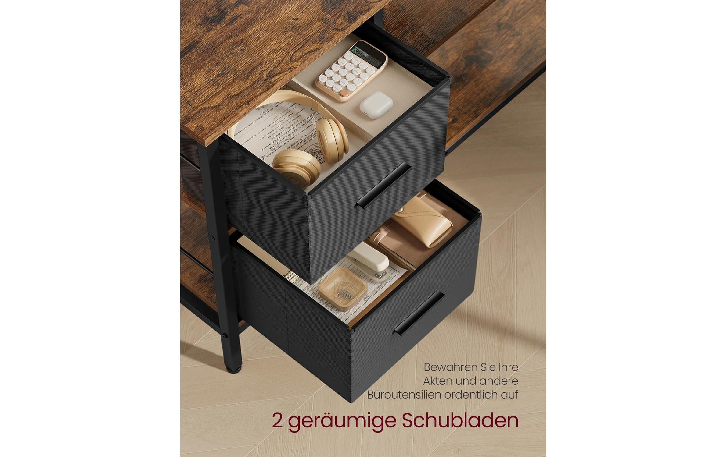 VASAGLE Tisch in L-Form Braun 115 x 105 x 89.5 cm