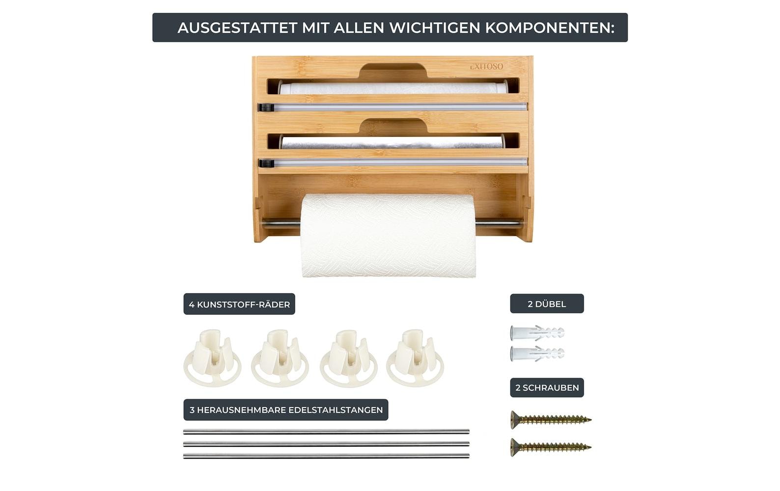 Exitoso 3 in 1 Küchenrollenhalter Braun