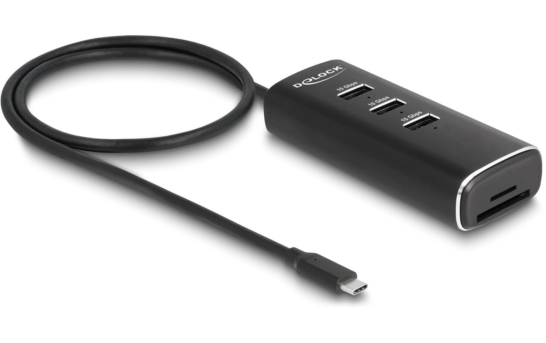 Delock USB-Hub 3x USB A/1x USB C 10Gbps und 1x mircoSD/SD Delock USB-Hub 3x USB A/1x USB C 10Gbps und 1x mircoSD/SD