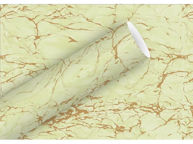 Braun + Company Geschenkpapier Marmor 2 m x 70 cm, Gold/Grün
