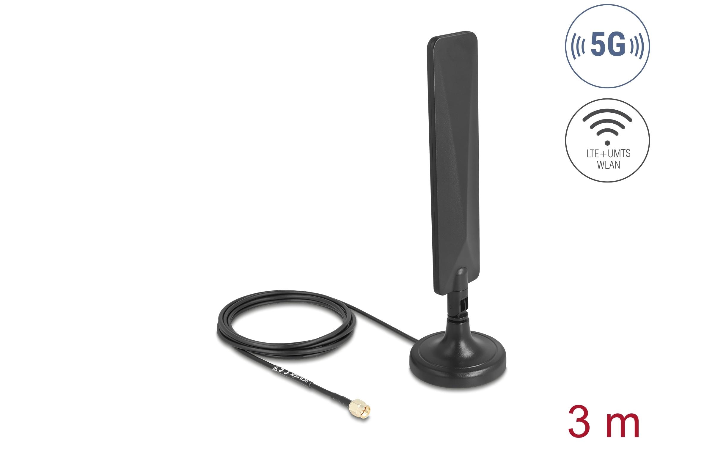 Delock 5G/LTE-Antenne SMA Stecker 3 dBi SMA 3 dBi Rundstrahl Delock 5G/LTE-Antenne SMA Stecker 3 dBi SMA 3 dBi Rundstrahl