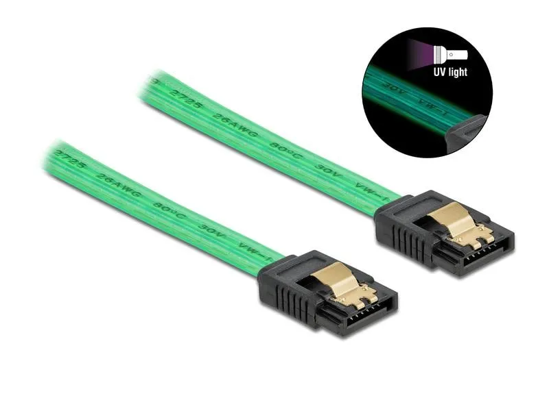 Delock SATA-Kabel UV Leuchteffekt grün 50 cm Delock SATA-Kabel UV Leuchteffekt grün 50 cm
