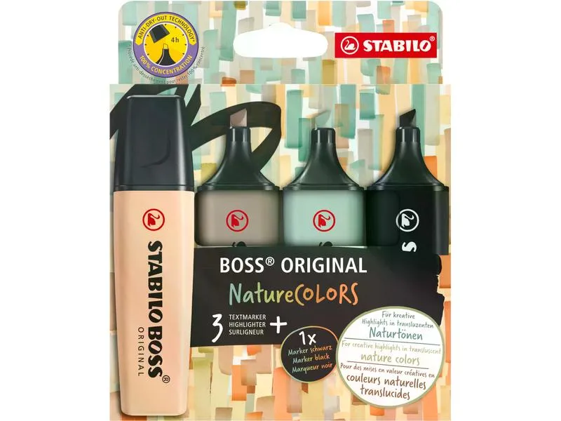 STABILO Textmarker BOSS ORIGINAL NatureColors 4er Set STABILO Textmarker BOSS ORIGINAL NatureColors 4er Set