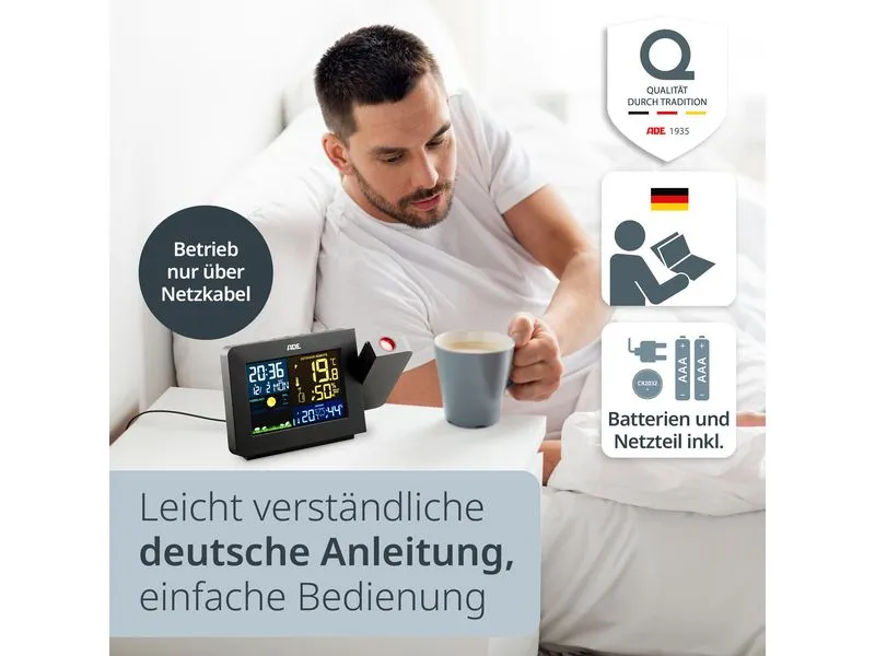 ADE Wetterstation mit Funk-Aussensensor Schwarz