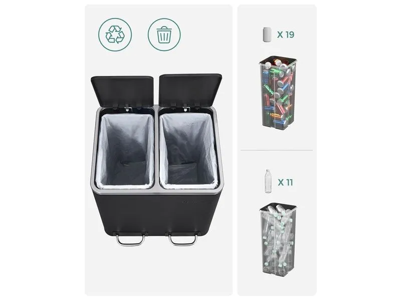Songmics Abfalleimer 30 l, Schwarz Songmics Abfalleimer 30 l, Schwarz