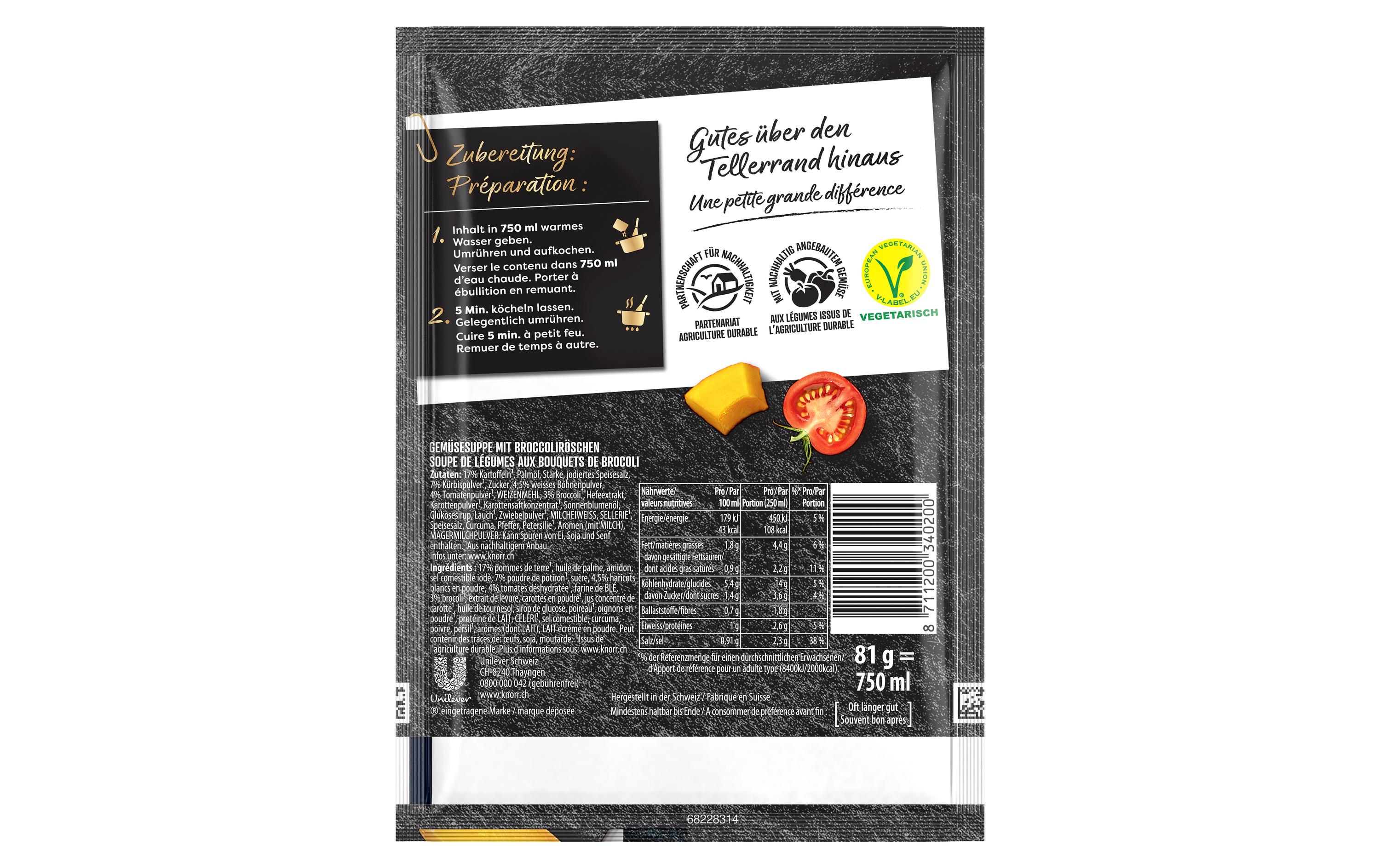 Knorr Suprême Gemüsesuppe mit Broccoliröschen 81 g