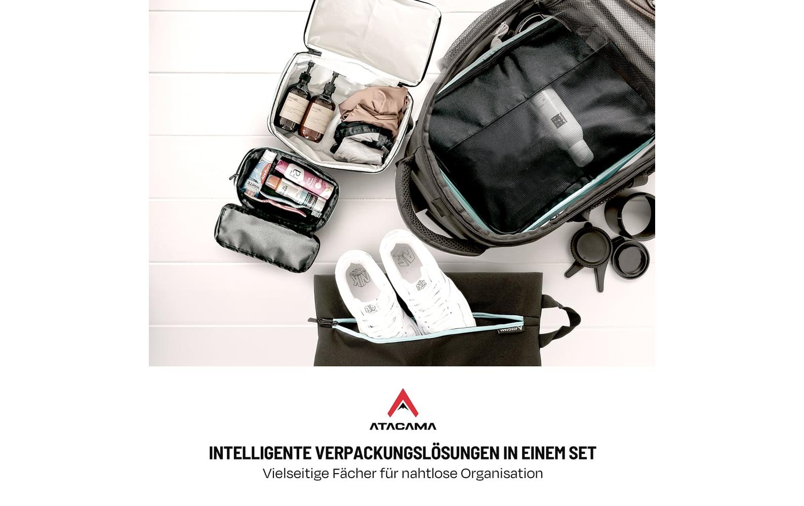 Atacama Kompressions-Packwürfel-Set 4-tlg. Schwarz-Türkis