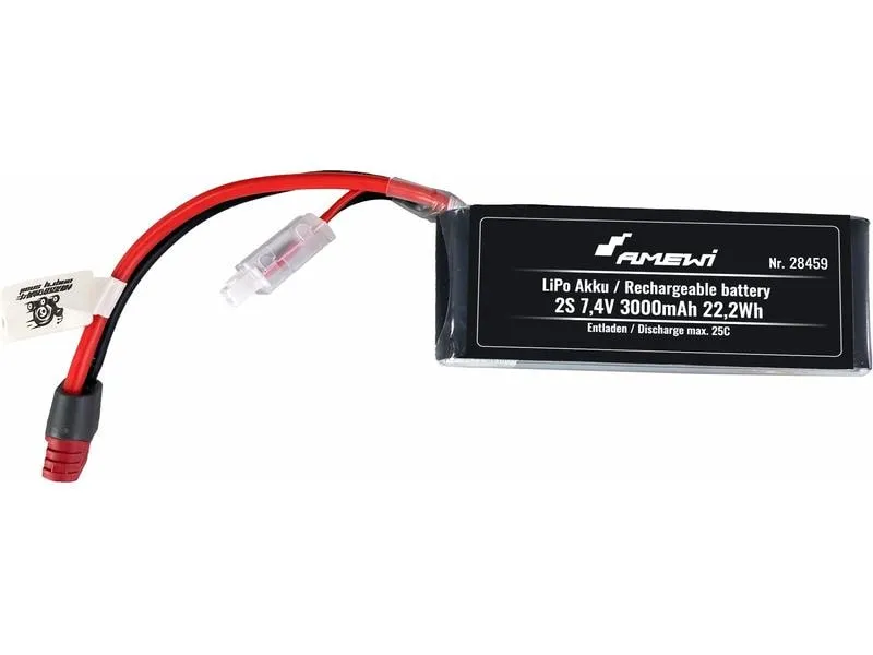 Amewi RC-Akku LiPo 3000 mAh 7.4 V 25C Deans Amewi RC-Akku LiPo 3000 mAh 7.4 V 25C Deans
