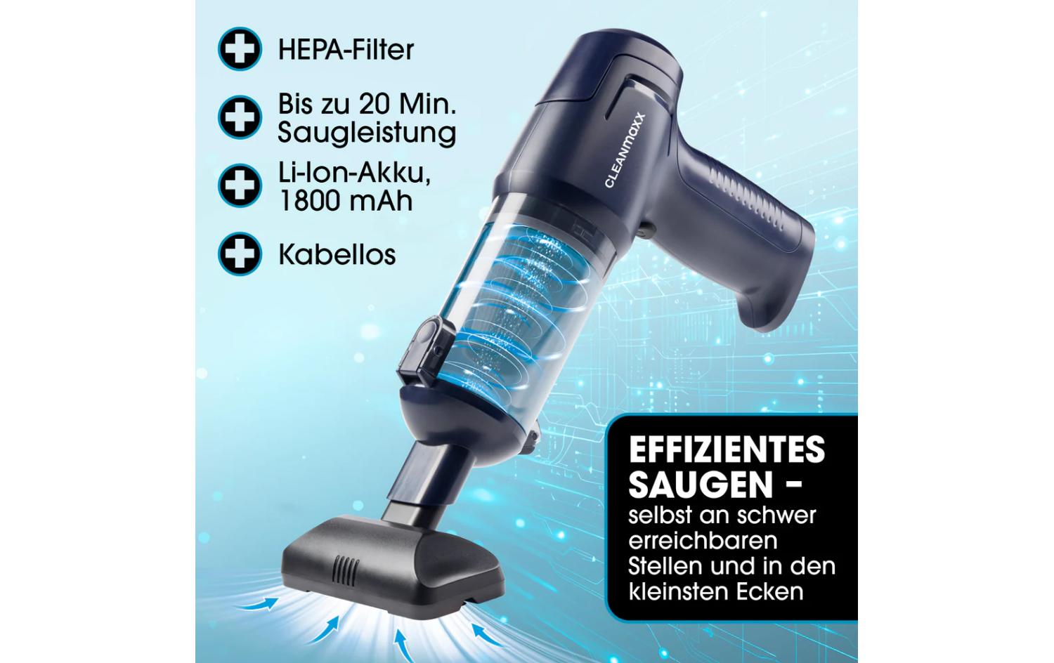 CLEANmaxx Akku-Handsauger 16535 Dunkelblau