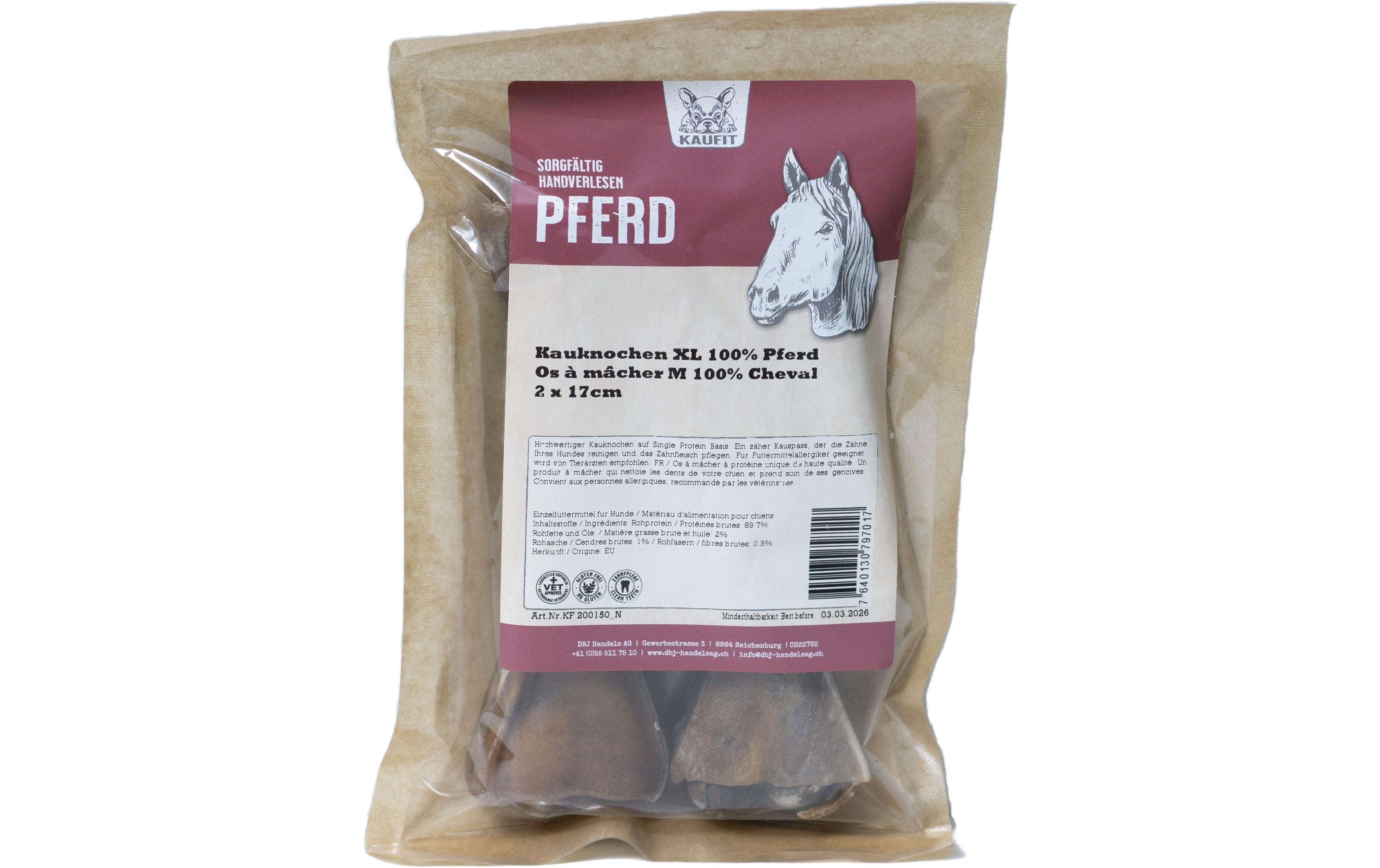 Kaufit Kauknochen Pferd, 17 cm, 200 g, 2 Stück Kaufit Kauknochen Pferd, 17 cm, 200 g, 2 Stück