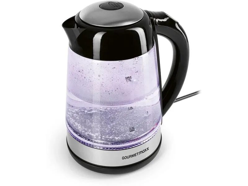 GOURMETmaxx Wasserkocher 1.7 l, Schwarz/Transparent