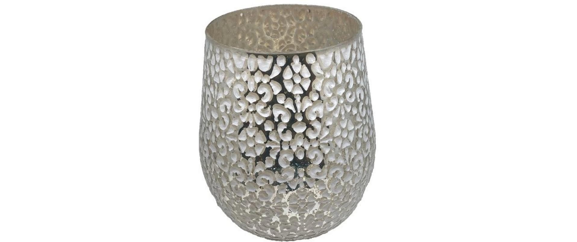 Dameco Weihnachtswindlicht mit Blütenmuster 18.5 cm, Silber/Weiss Dameco Weihnachtswindlicht mit Blütenmuster 18.5 cm, Silber/Weiss