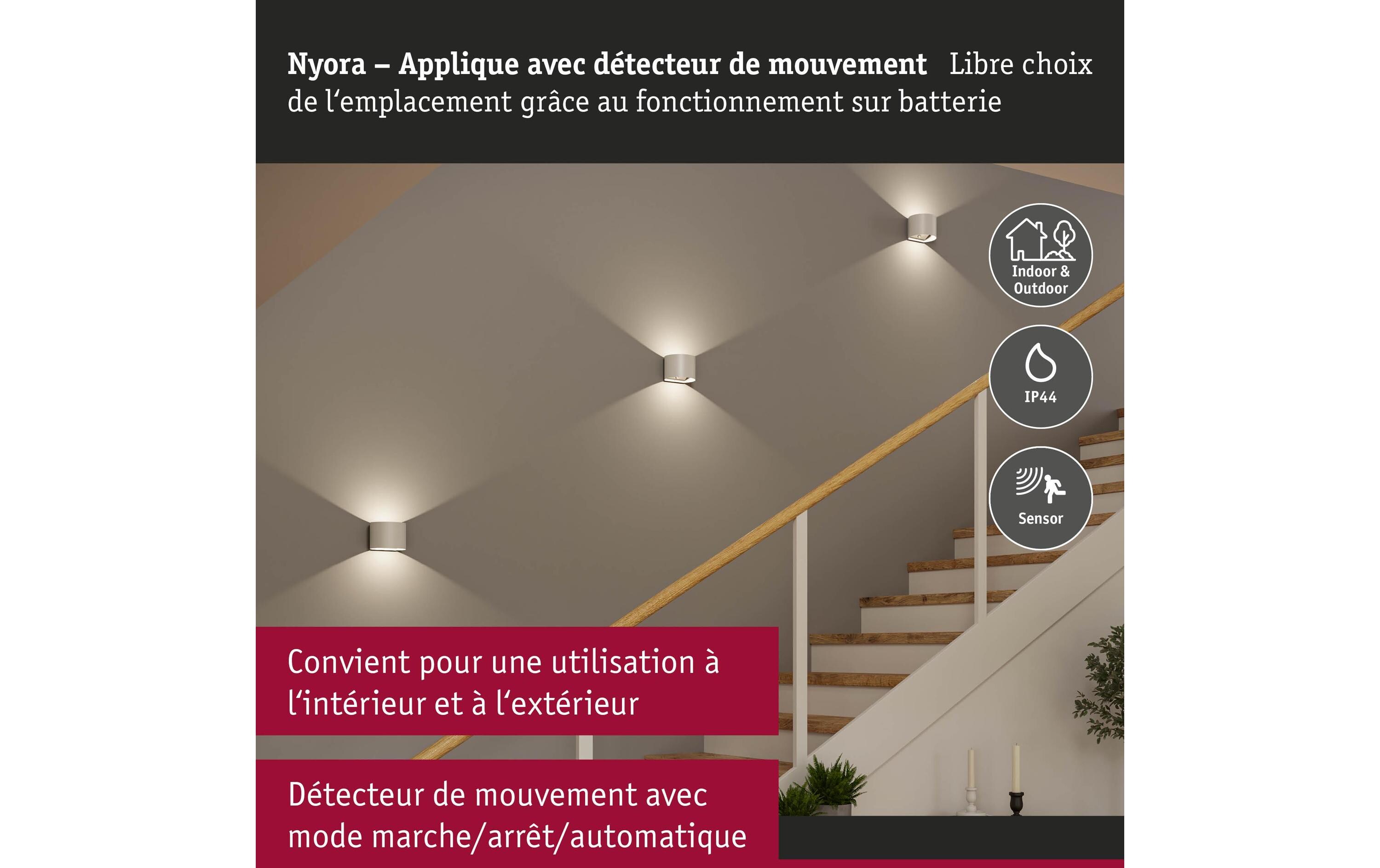 Paulmann Akkuwandleuchte Nyora IP44, Weiss Paulmann Akkuwandleuchte Nyora IP44, Weiss