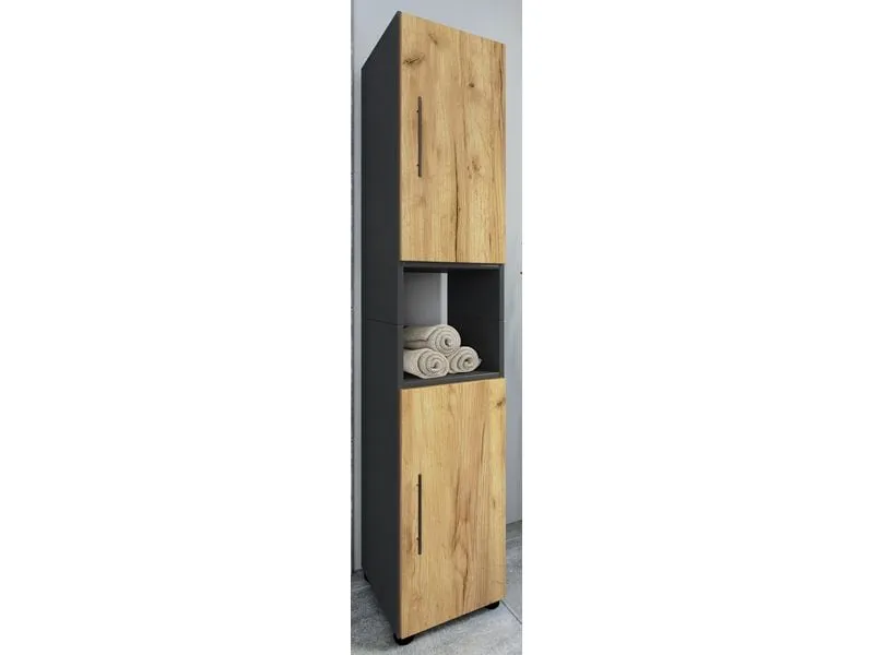 VCM Badezimmerregal Flandu 31 x 160 cm, Braun/Grau