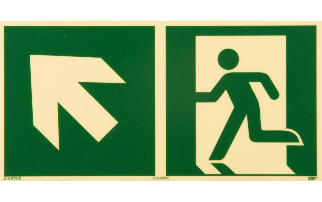 P.R.O. Rettungsweg links aufwärts – Piktogramm 150 x 300 mm