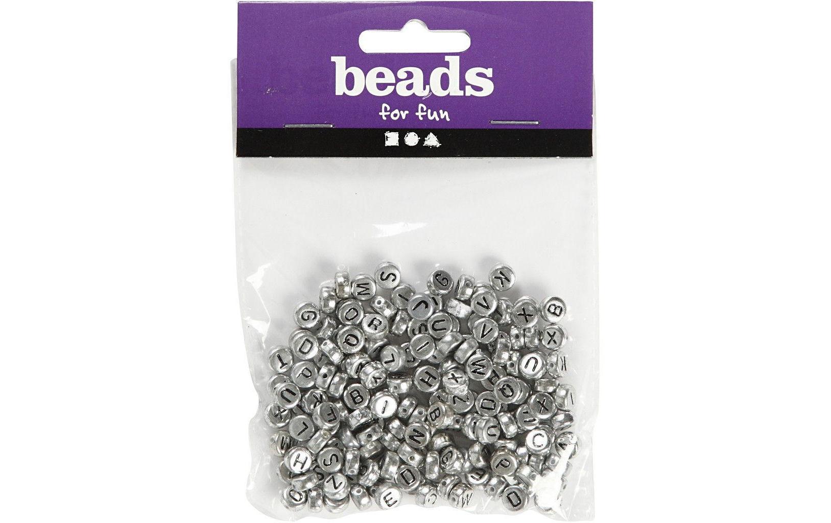 Creativ Company Buchstabenperlen 7 mm Kunststoff, Silber/Schwarz Creativ Company Buchstabenperlen 7 mm Kunststoff, Silber/Schwarz