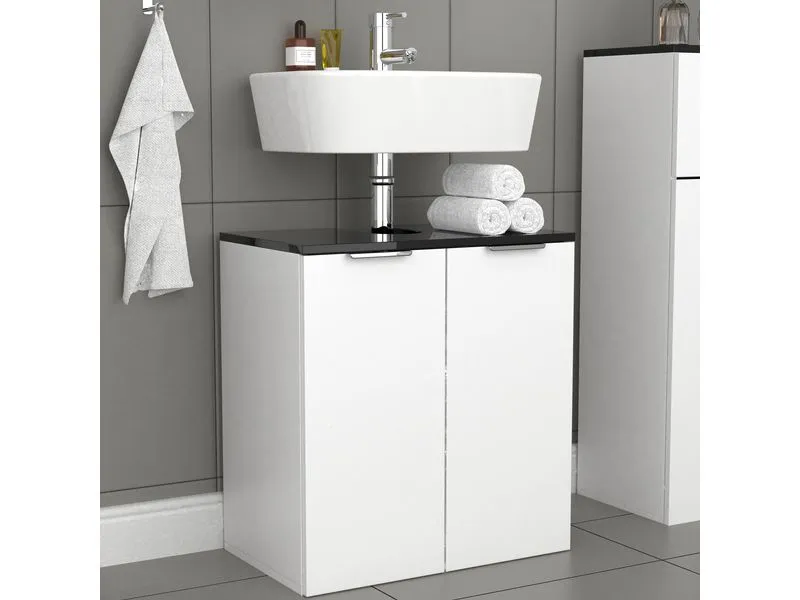 VCM Waschbeckenunterschrank Donali 56 x 60 cm, Schwarz/Weiss