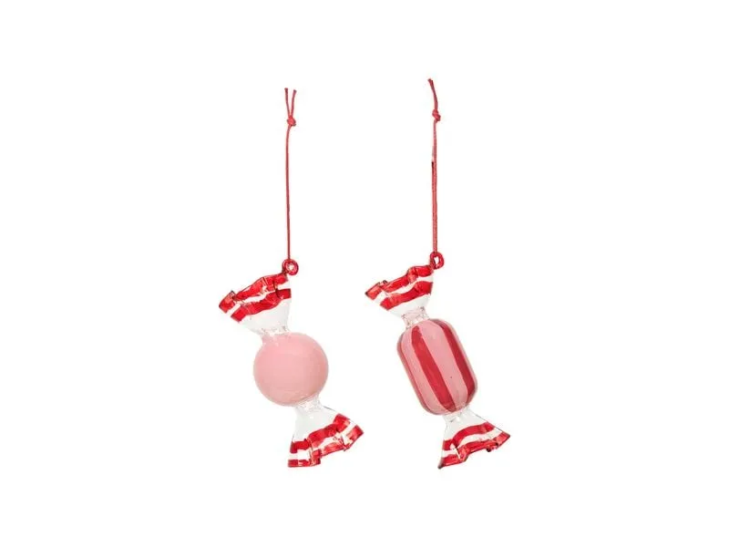 Broste Copenhagen Candy Ornament Aufhänger Dusty Pink/Red, 6 Stück