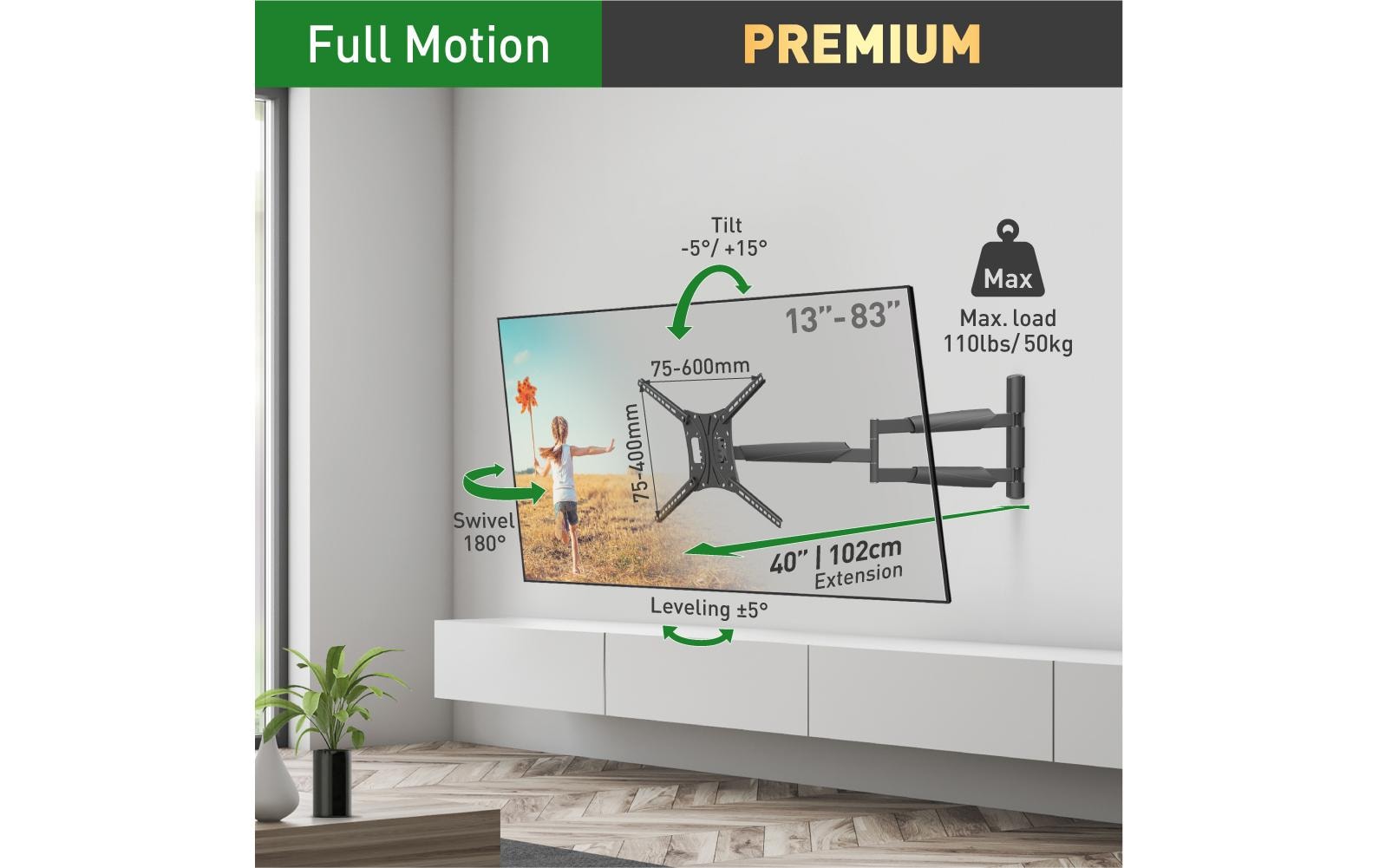 Barkan Wandhalterung WH 443XL-SW Schwarz