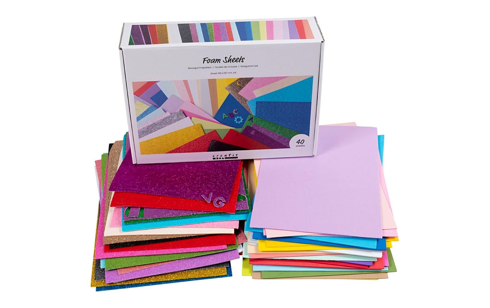 Creativ Company Moosgummi Platten A4, Mehrfarbig, 40 Blatt