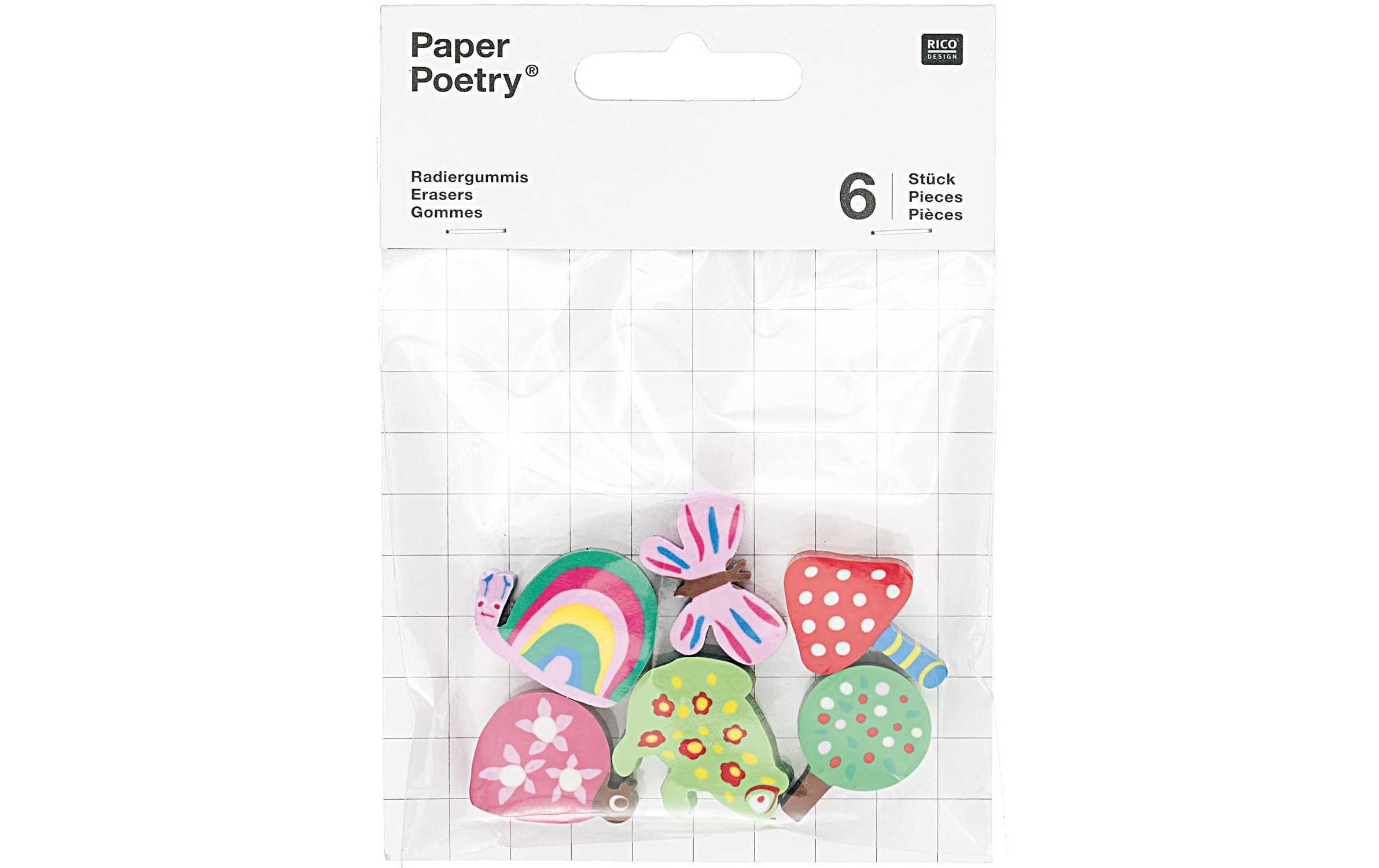 Rico Design Radiergummi Waldtiere 6 Stück, Mehrfarbig