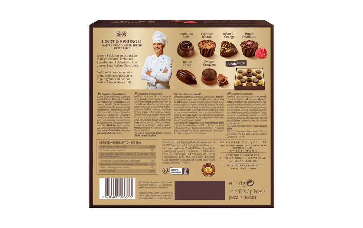 Lindt Schokoladen-Pralinen Connaisseurs Collection Noire 140 g Lindt Schokoladen-Pralinen Connaisseurs Collection Noire 140 g