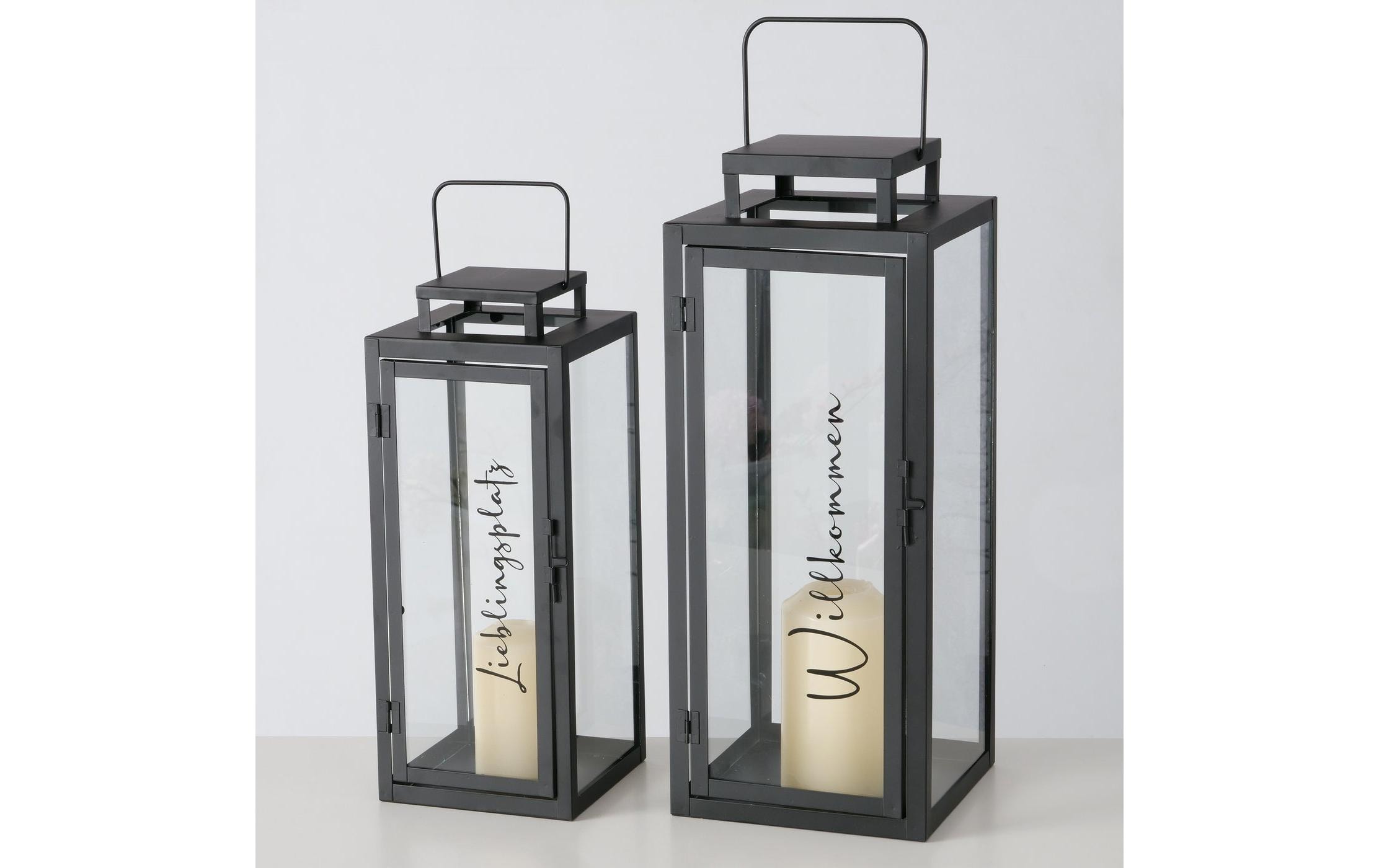 Boltze Laterne Berlin 2-teilig, 40 cm/50 cm, Schwarz