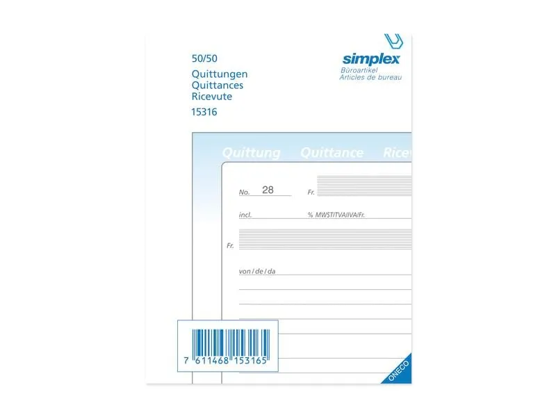 Simplex Durchschreibeblock A6 Quittungs-Buch Simplex Durchschreibeblock A6 Quittungs-Buch