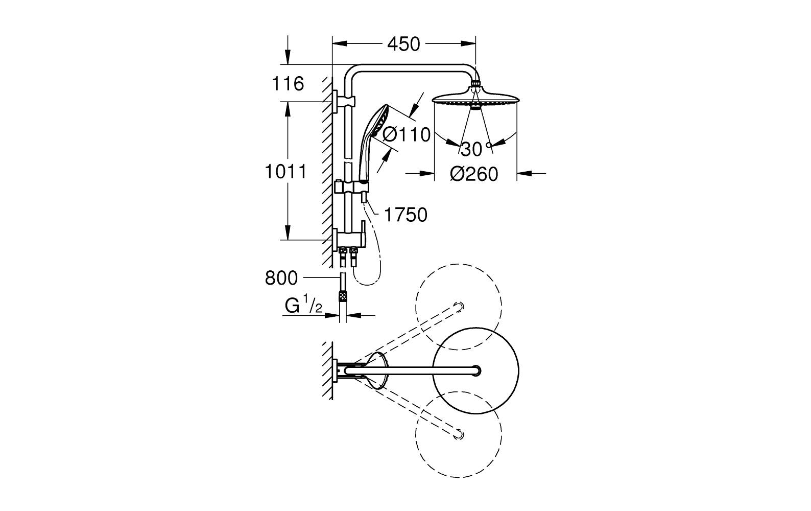 GROHE Duschsystem Euphoria 260 ohne Mischer